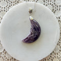 Chevron Amethyst Crescent Moon Necklace