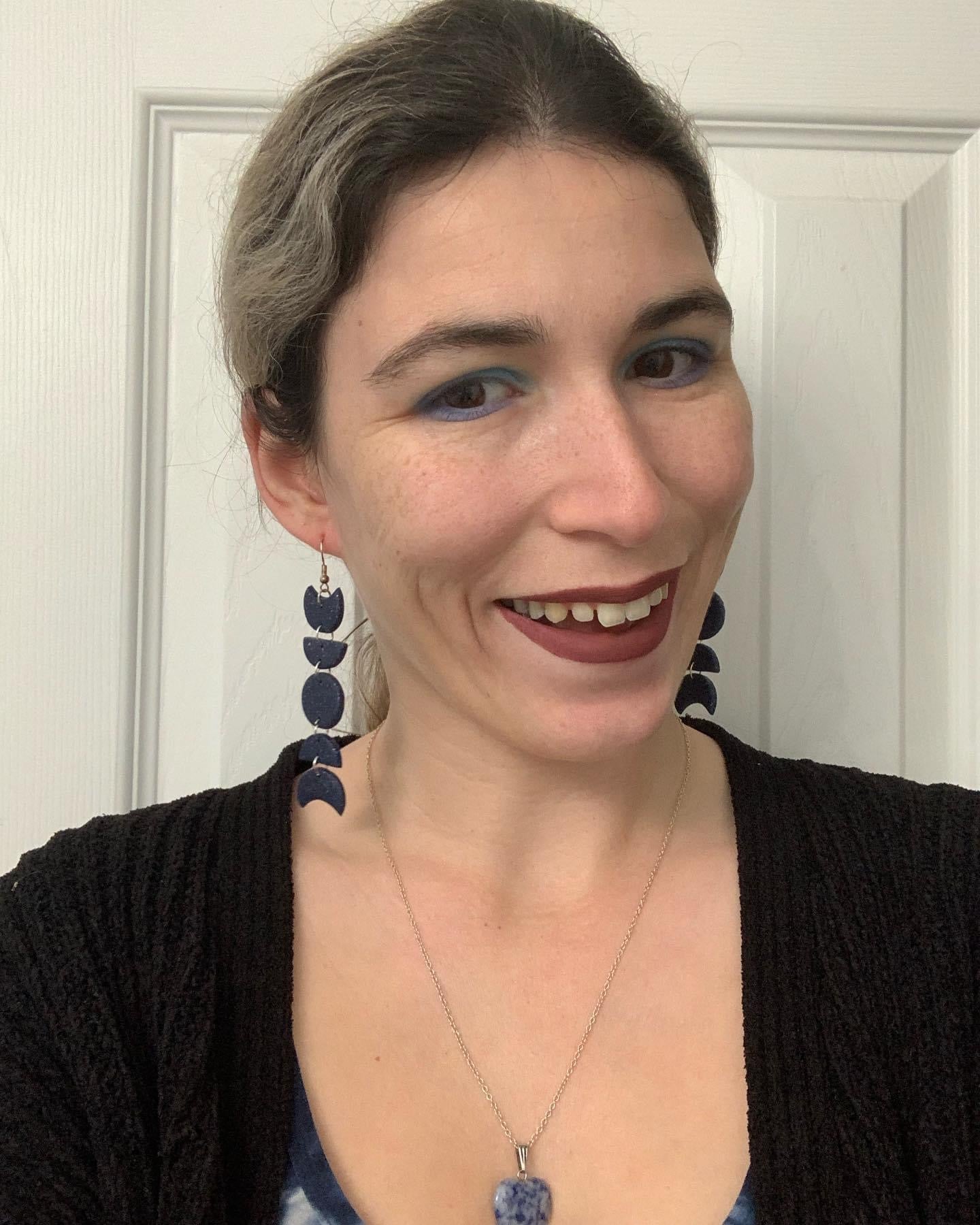 Multicolored Moon Phase Statement Earrings