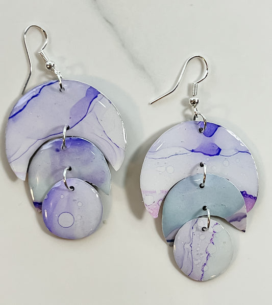 Sunset & Twilight: Moonbow Drops & Moon Phase Earrings (Silver)