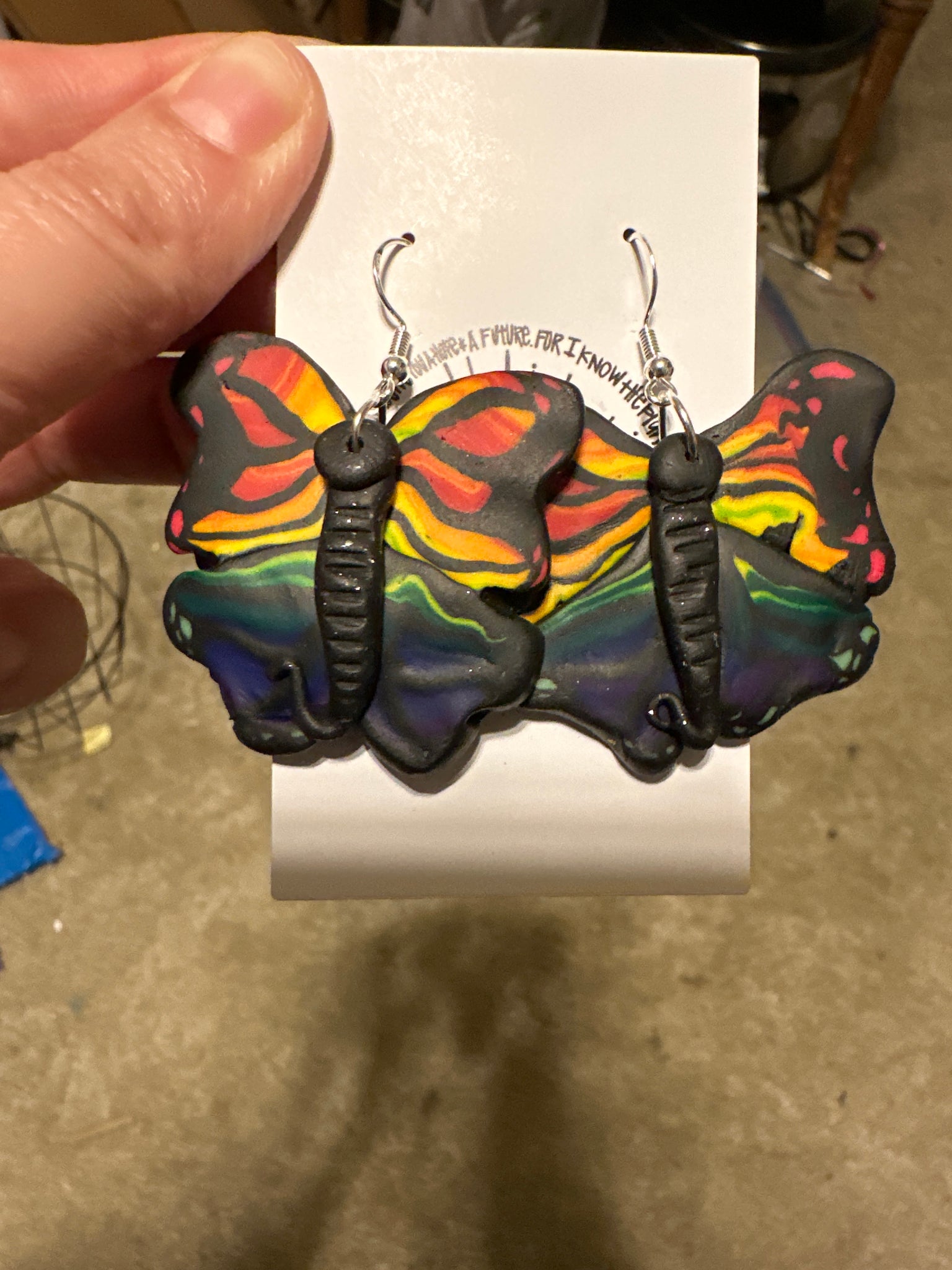 Rainbow Butterfly Clay Earrings: Click Drop Down For Different Styles