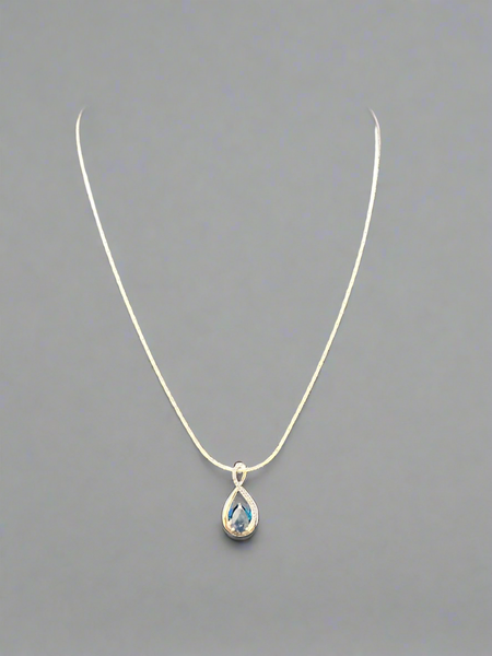 Sterling Silver London Blue Topaz Pendant Necklace