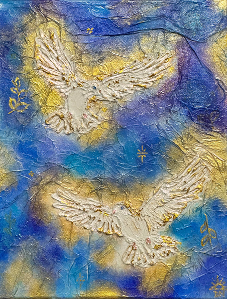 Peace On Earth: Mixed Media Doves
