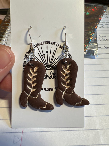 Cowboy Boots Clay Earrings