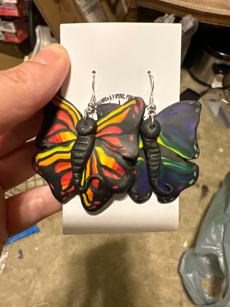 Rainbow Butterfly Clay Earrings: Click Drop Down For Different Styles