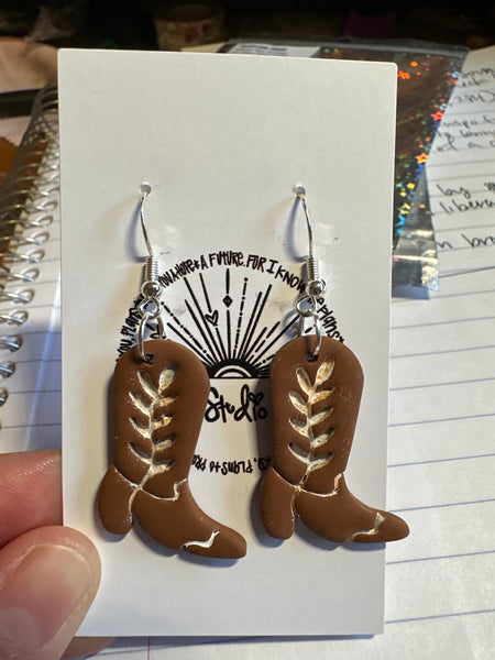 Cowboy Boots Clay Earrings