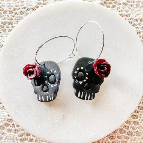 Rose Skull Hoops