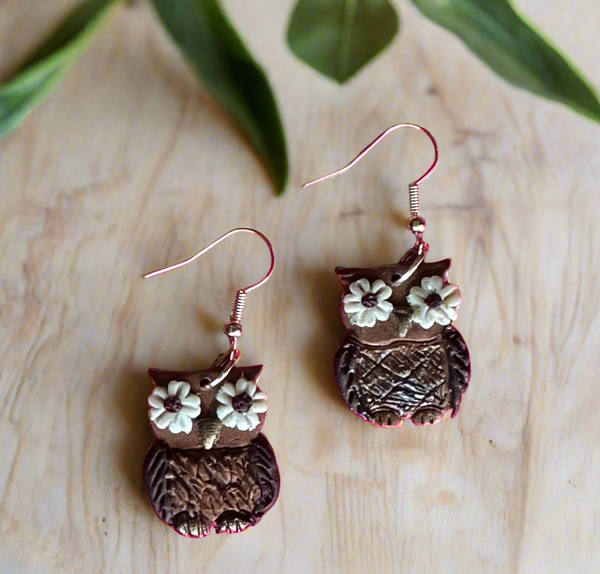 Owl Clay Earrings