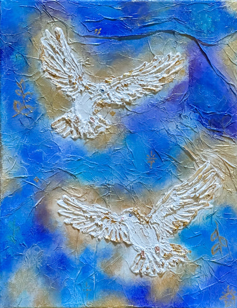 Peace On Earth: Mixed Media Doves