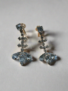 Light Blue Rhinestone Screw Back Earrings