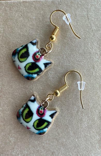 Ceramic Cat Charm Earrings