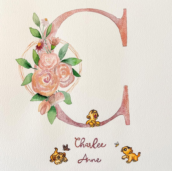 Custom Watercolor: Baby Namesake Wreath or Monogram