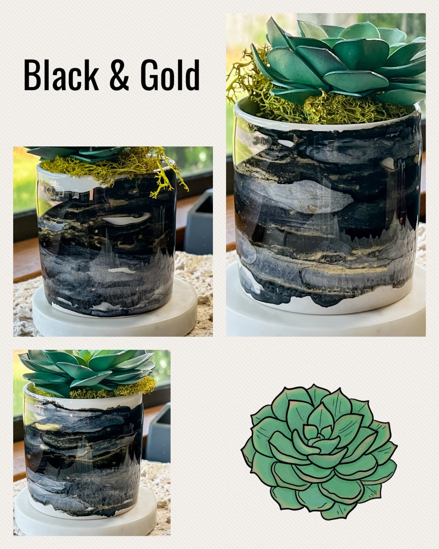 Hand Painted Succulent Plant Pots