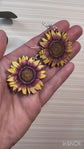 Sunflower Wood Earrings