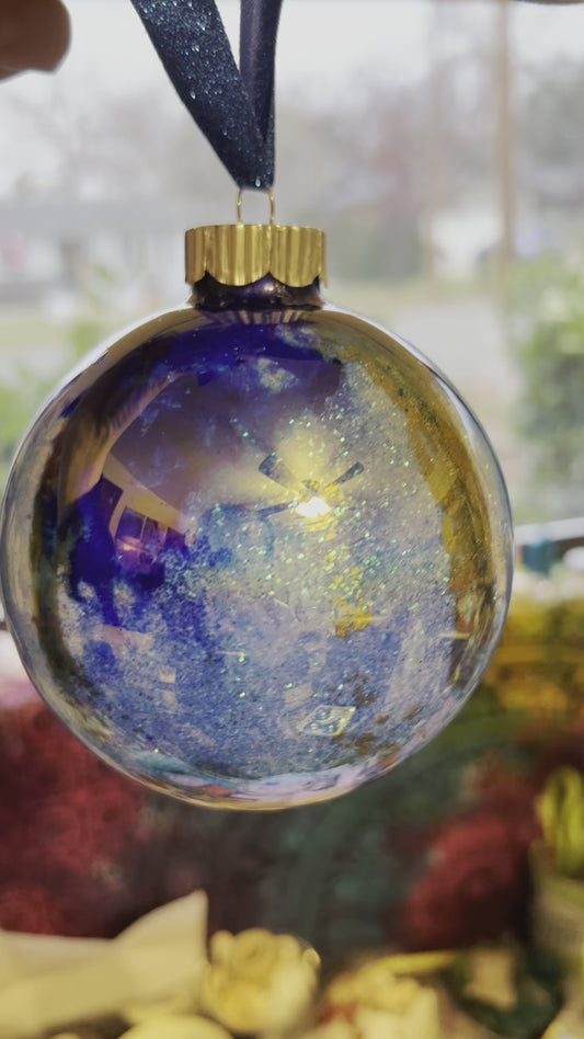 Blue Christmas: Large Glass Alcohol Ink Aura Ornaments