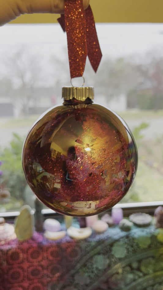 Crimson Berry: Large Glass Alcohol Ink Ornaments