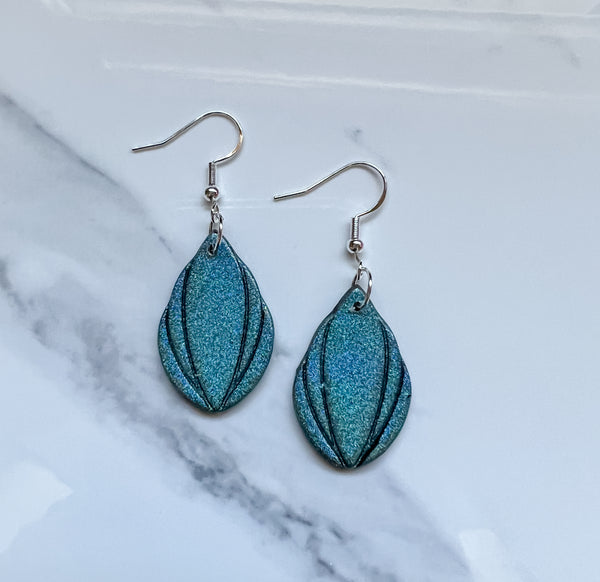 Teal Holographic Deco Drop Earrings
