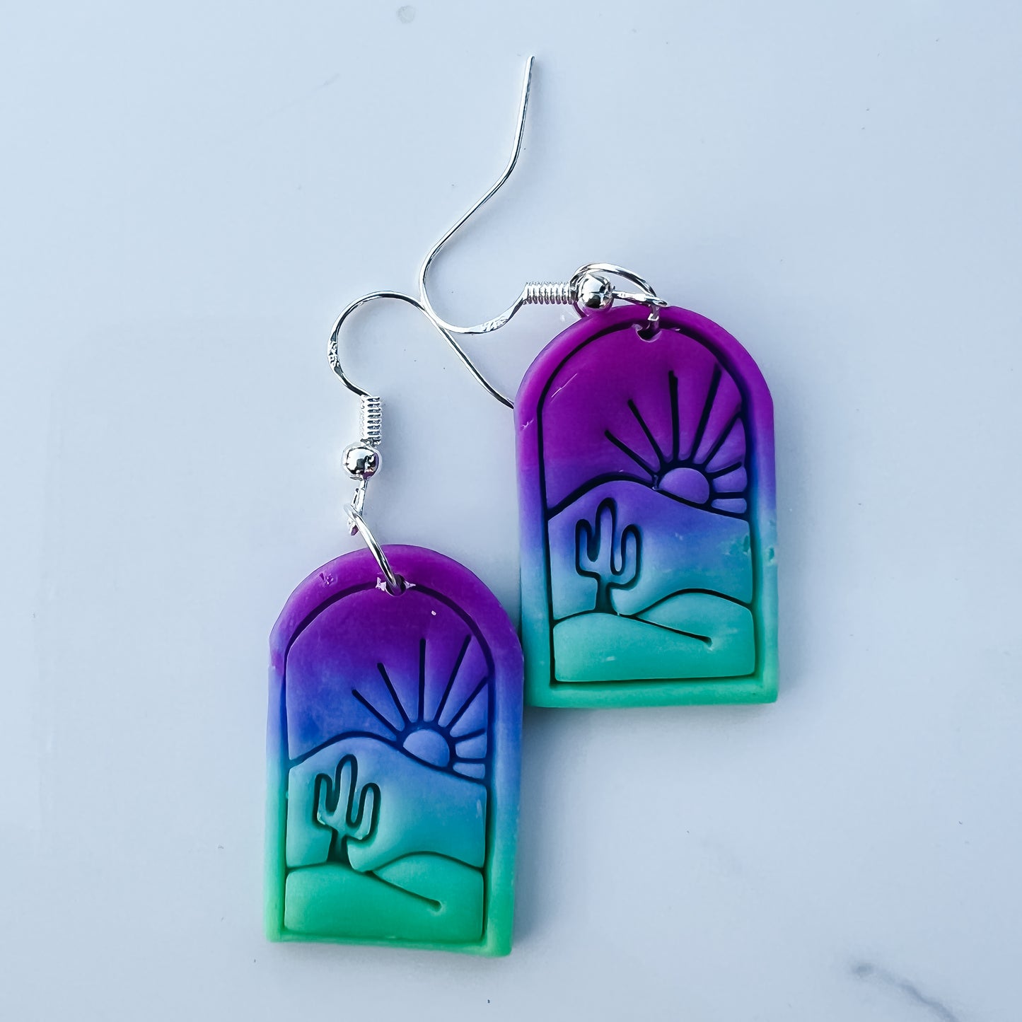 Neon Ombré Mini Landscape Earrings