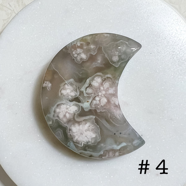 Flower Blossom Agate Moon Palm Stones