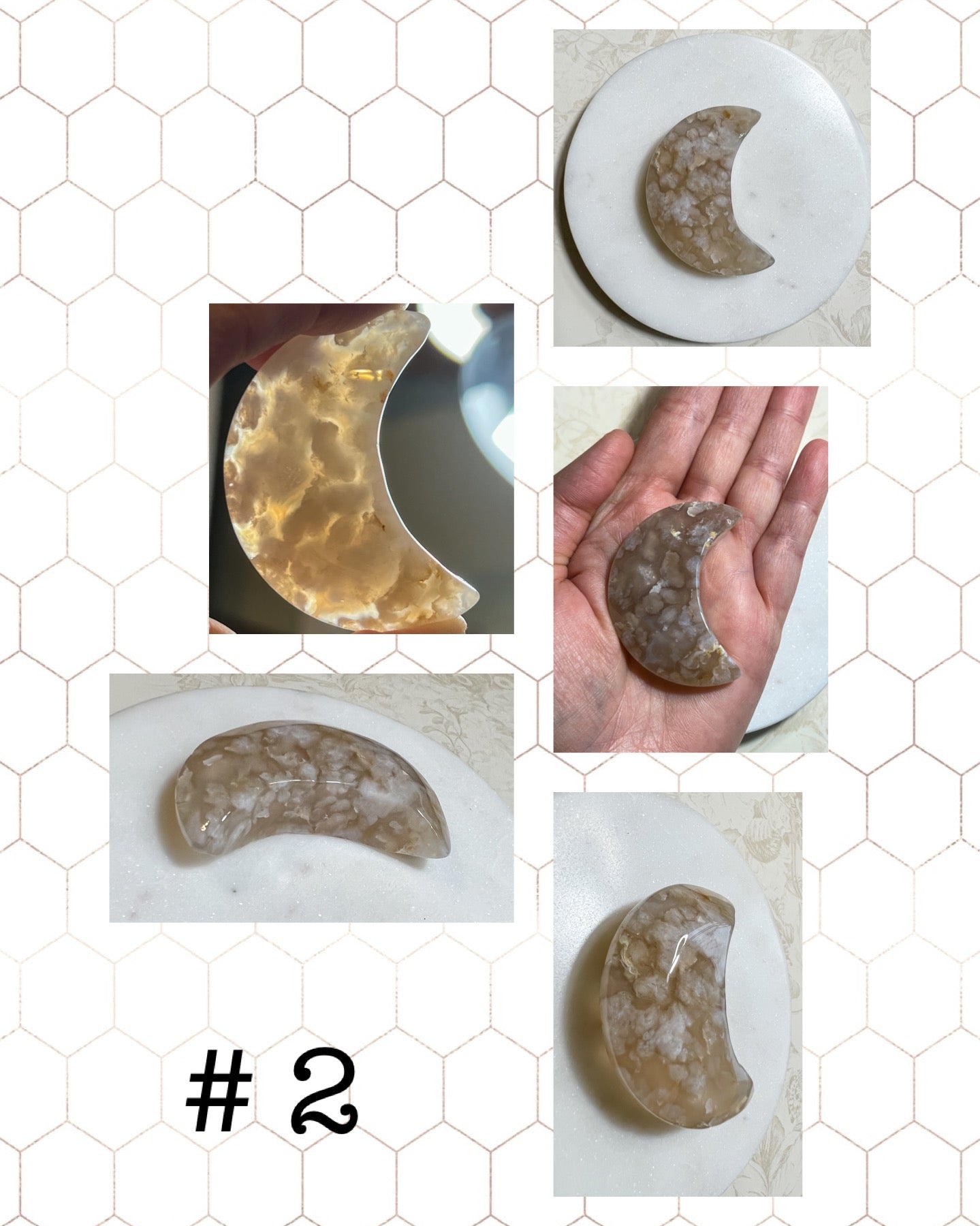 Flower Blossom Agate Moon Palm Stones