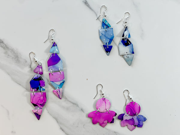 Twilight: Alcohol Ink Earrings (Silver)