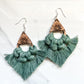 Mahogany Sunflower Mandala Macramé Fringe Earrings