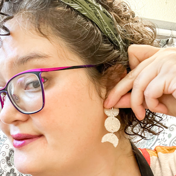 Opal Mini Moon Phase Earrings