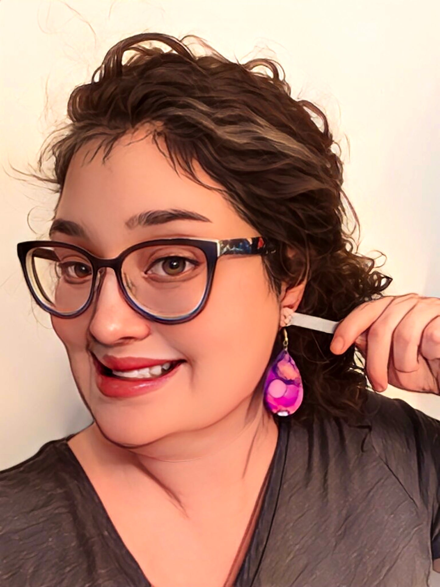 Alcohol Ink Earrings: Sunset & Twilight (Gold)