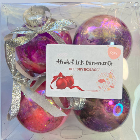 Holiday Romance (Pink & Purple): Alcohol Ink Aura Ornaments
