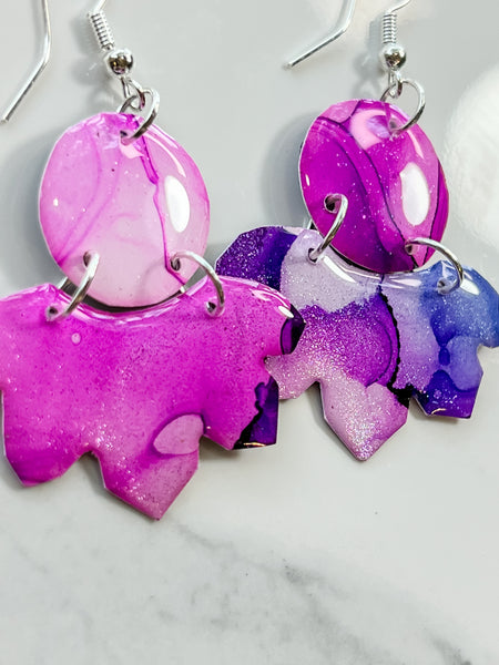 Twilight: Alcohol Ink Earrings (Silver)