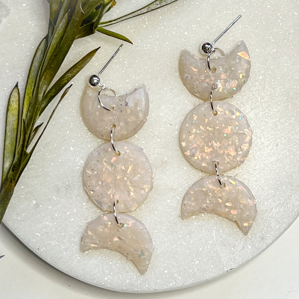 Opal Mini Moon Phase Earrings