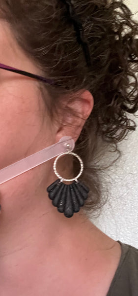 Black Scallop Clay Dangle Earrings