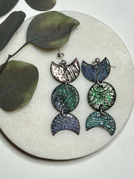 Holographic Mini Moon Phase Earrings