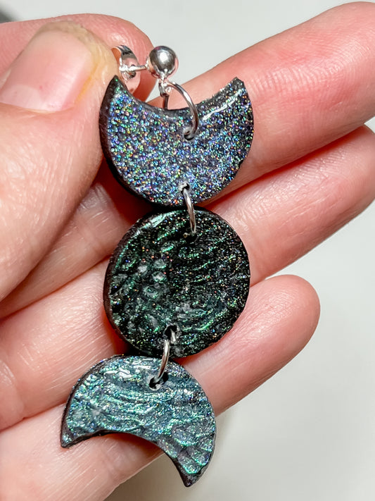 Holographic Mini Moon Phase Earrings
