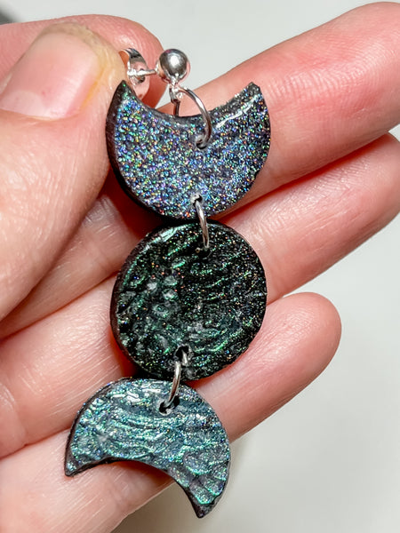 Holographic Mini Moon Phase Earrings