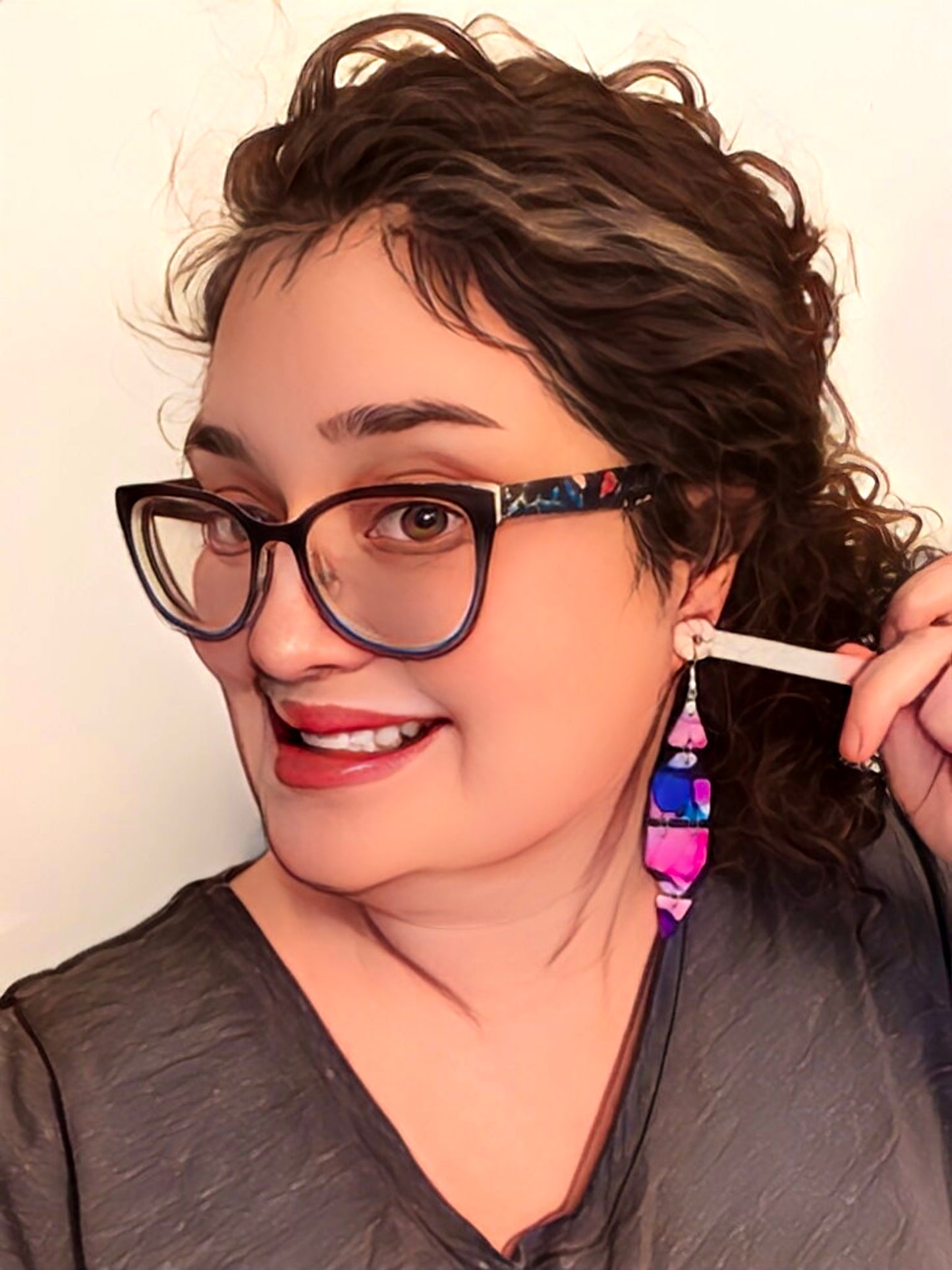 Alcohol Ink Earrings: Sunset & Twilight (Gold)