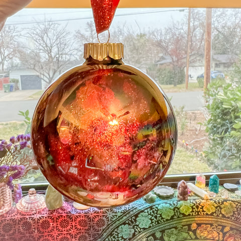 Crimson Berry: Large Glass Alcohol Ink Ornaments