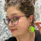 Small Sunflower Crescent Moon Wood Earrings
