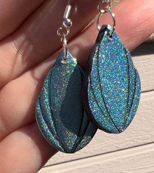 Teal Holographic Deco Drop Earrings