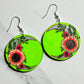 Small Sunflower Crescent Moon Wood Earrings