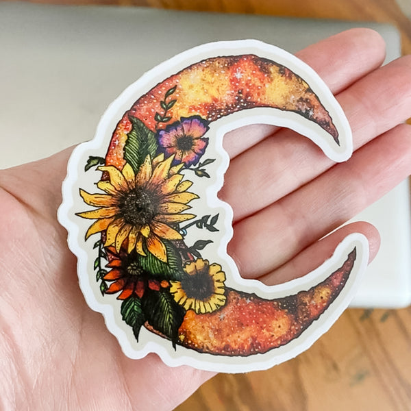 Sunflower Galaxy Crescent Moon Sticker