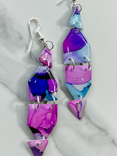 Twilight: Alcohol Ink Earrings (Silver)