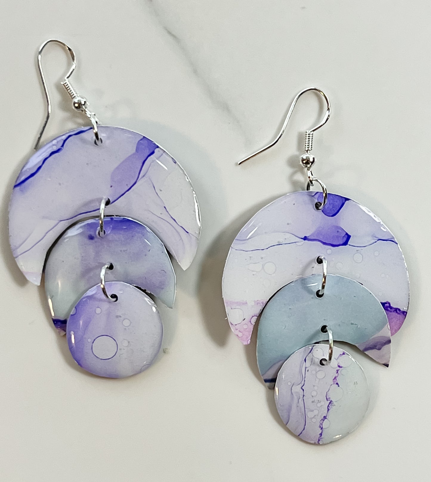 Sunset & Twilight: Moonbow Drops & Moon Phase Earrings (Silver)