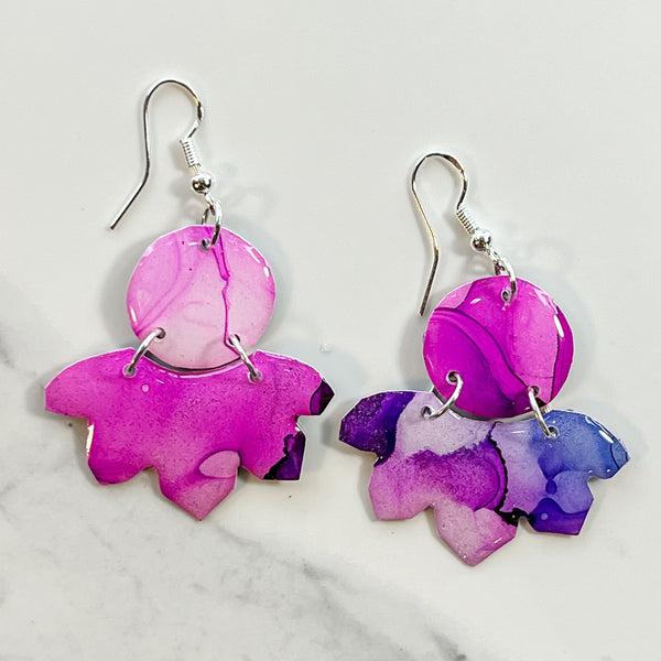 Twilight: Alcohol Ink Earrings (Silver)