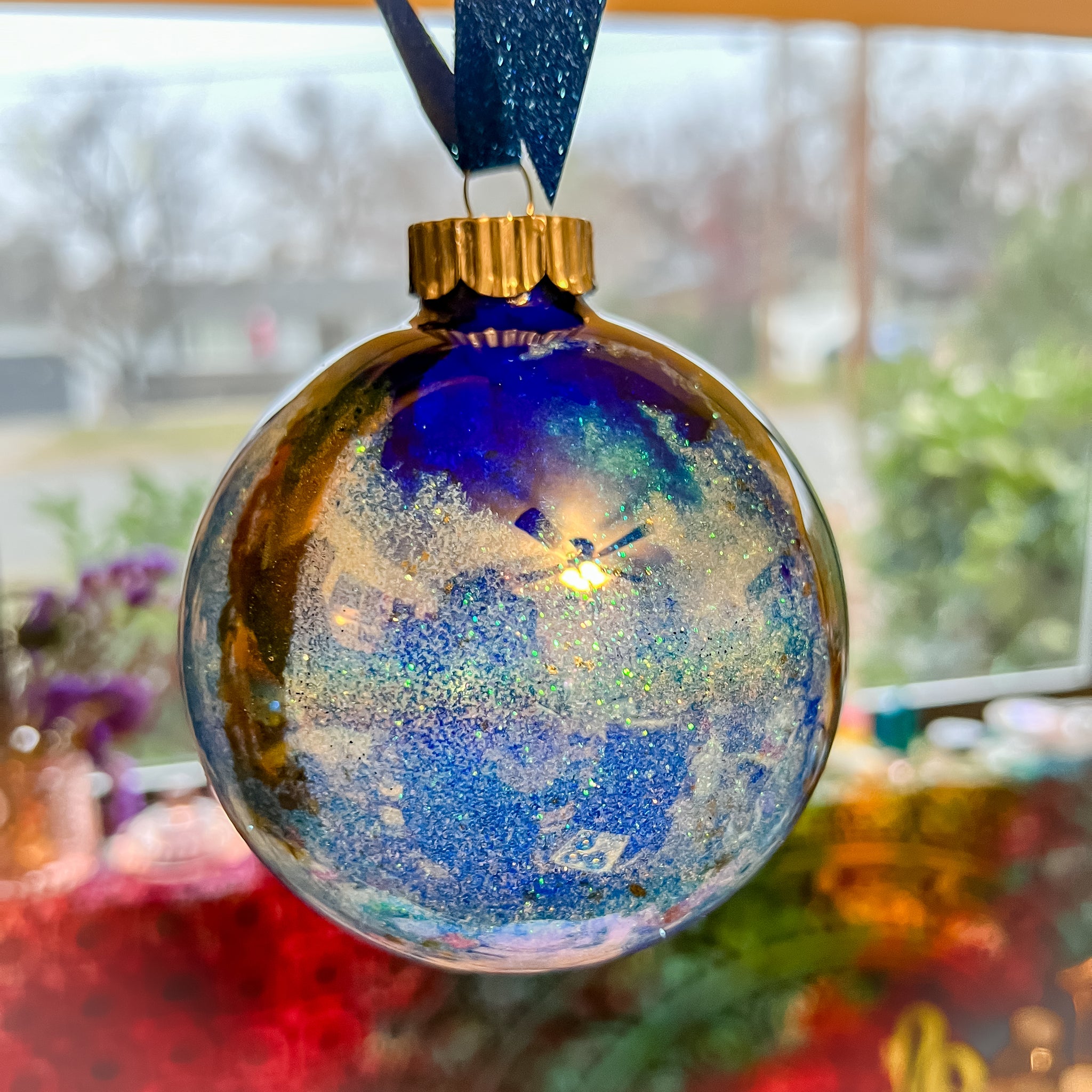 Blue Christmas: Large Glass Alcohol Ink Aura Ornaments